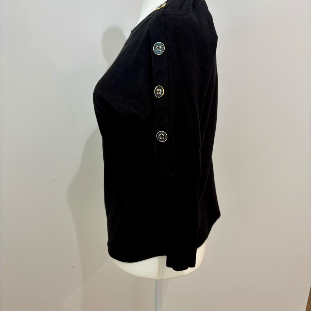Rachel Zoe Black Button-Shoulder Women’s lightweight sweater